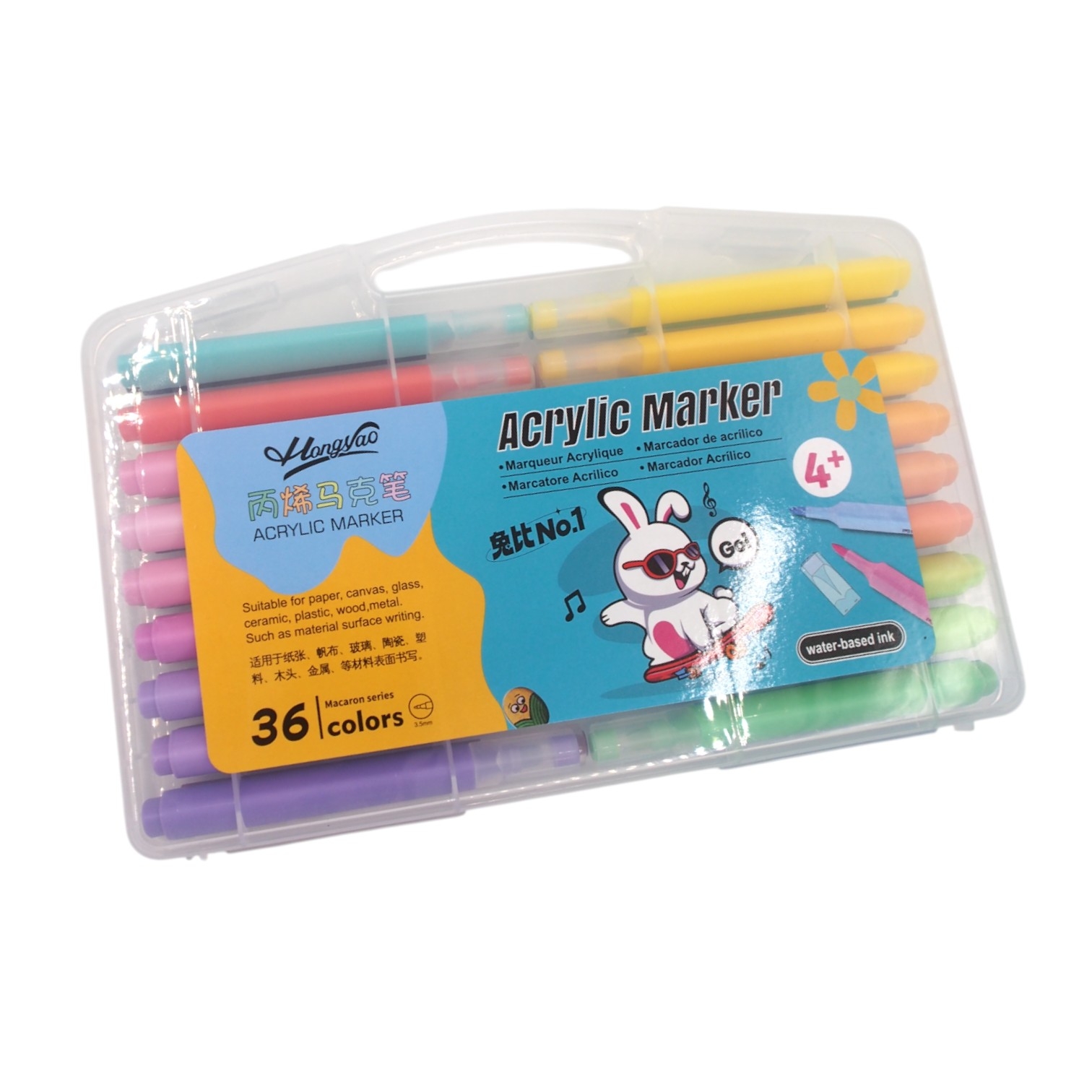 Akrilinių flomasterių rinkinys „HongYao“ – 36 spalvos