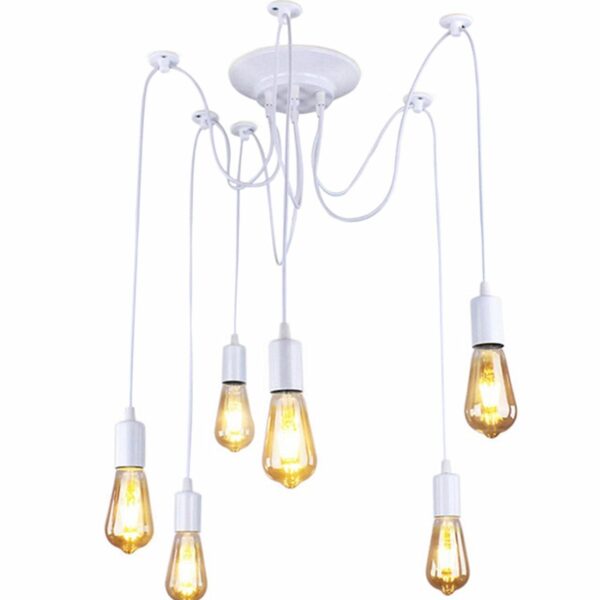 Baltas lubinis šviestuvas „voras“ su 6 šviesos taškais