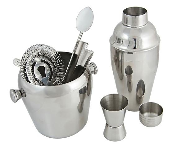 Barmeno rinkinys šventiniams kokteiliams gaminti sidabrinis