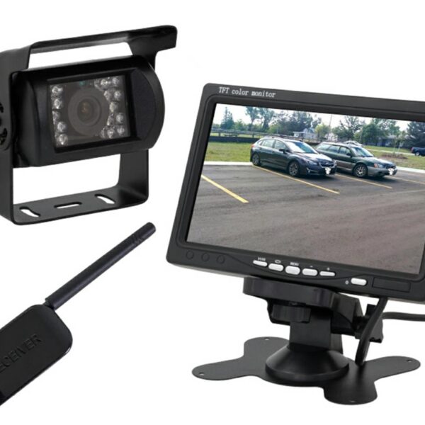 Bevielė vaizdo kamera automobilio galinio vaizdo stebėjimui + LCD 7"