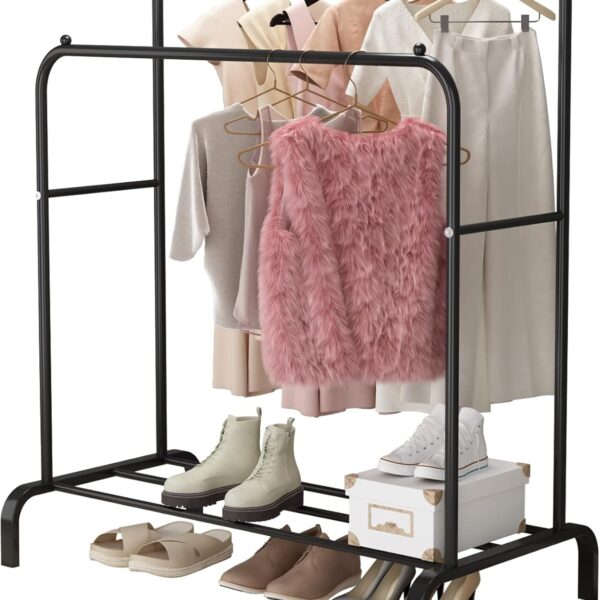 Drabužių kabykla su lentyna batams