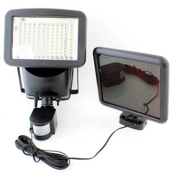 LED prožektorius su saulės baterija ir judesio davikliu