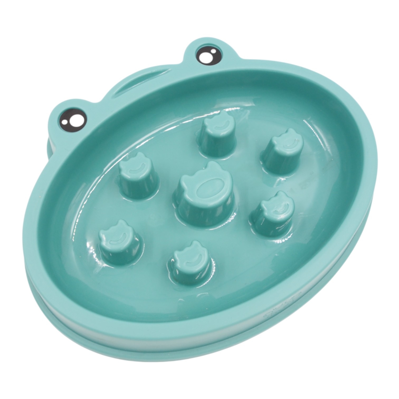 Lėto ėdimo dubenėlis gyvūnams (žydras, varliuko formos)