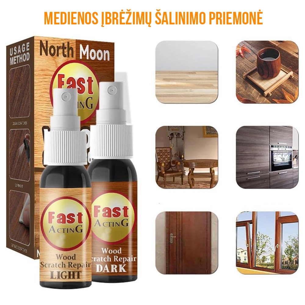 Medinių grindų įbrėžimų šalinimo purškiklis