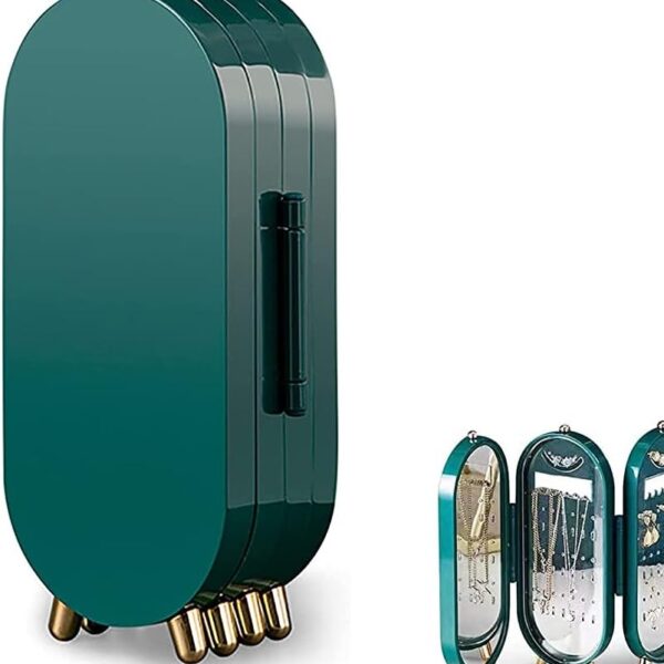 Papuošalų dėžutė su veidrodžiu žalia