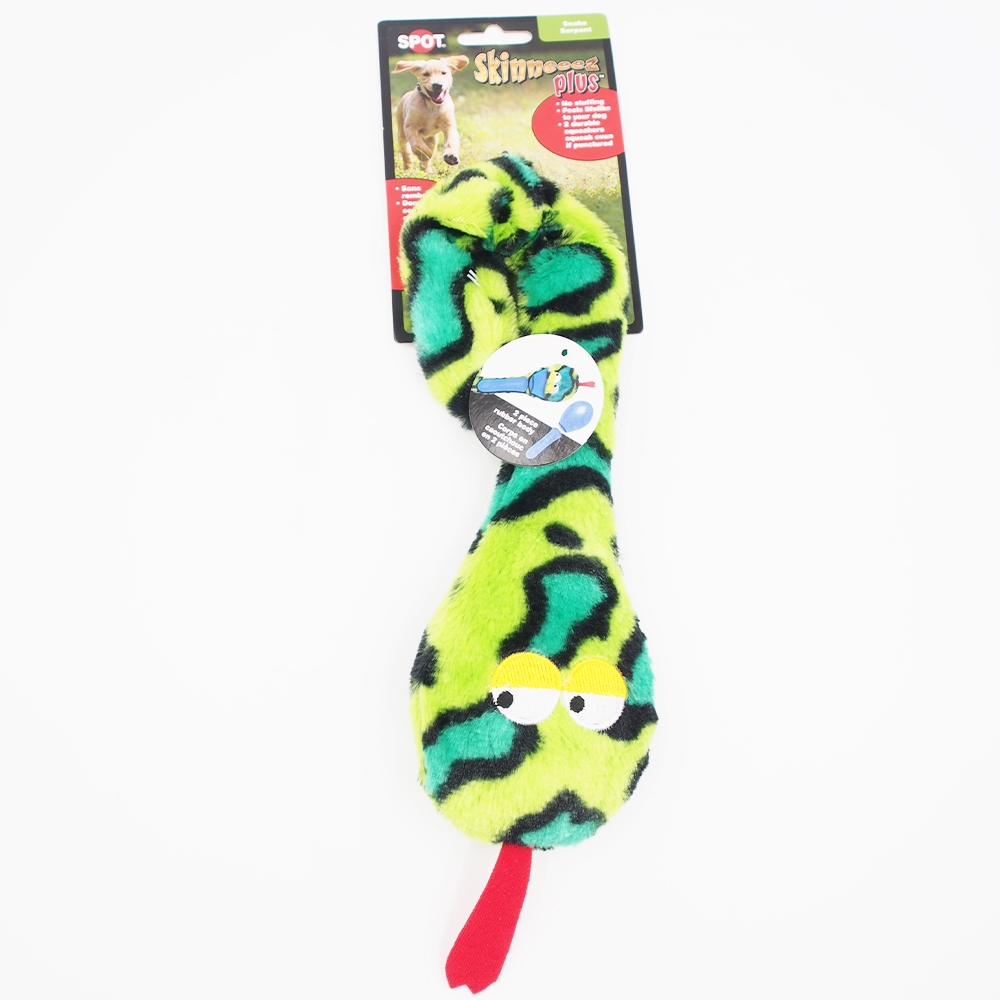 Pliušinis šuns žaislas – žalia gyvatė su cypsinuku