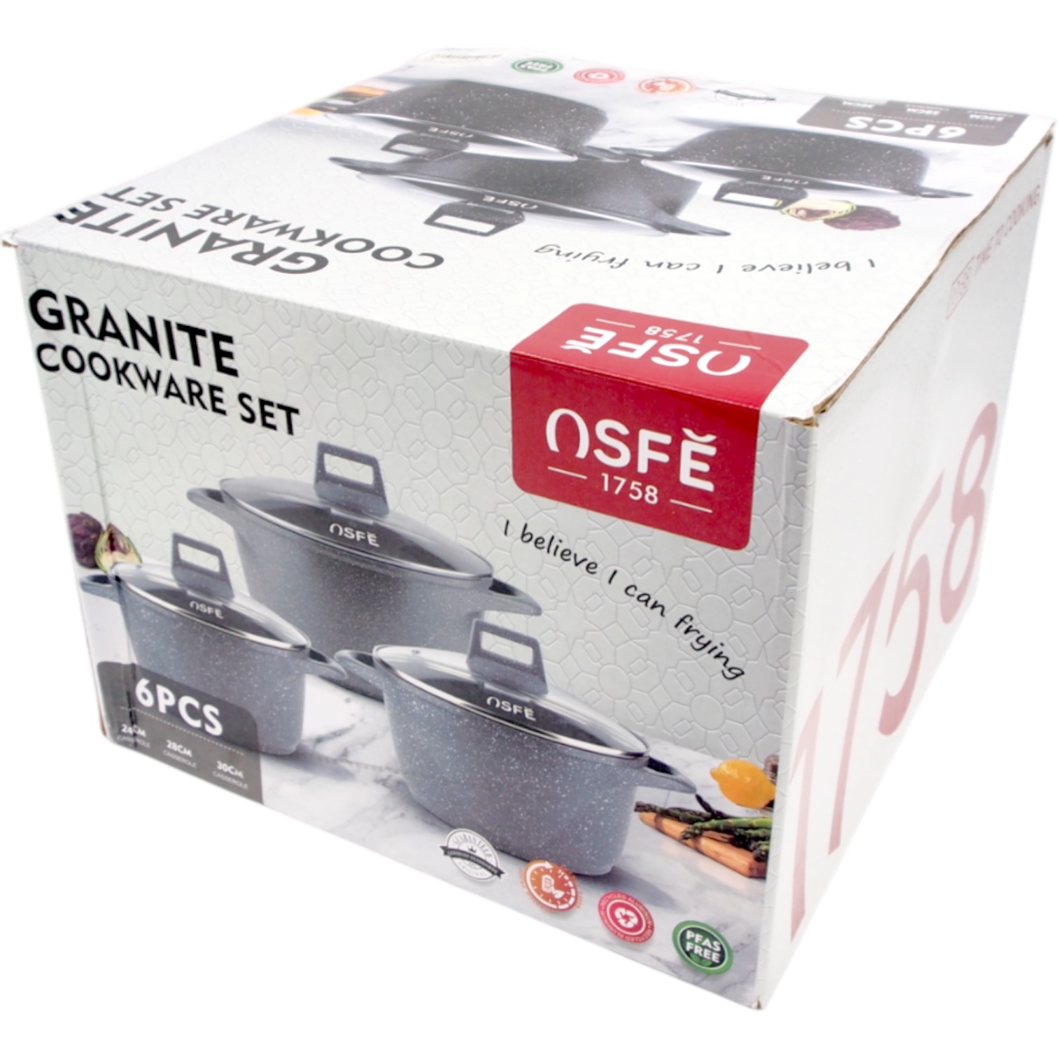 OSFÉ 1758 6 dalių granito puodų rinkinys