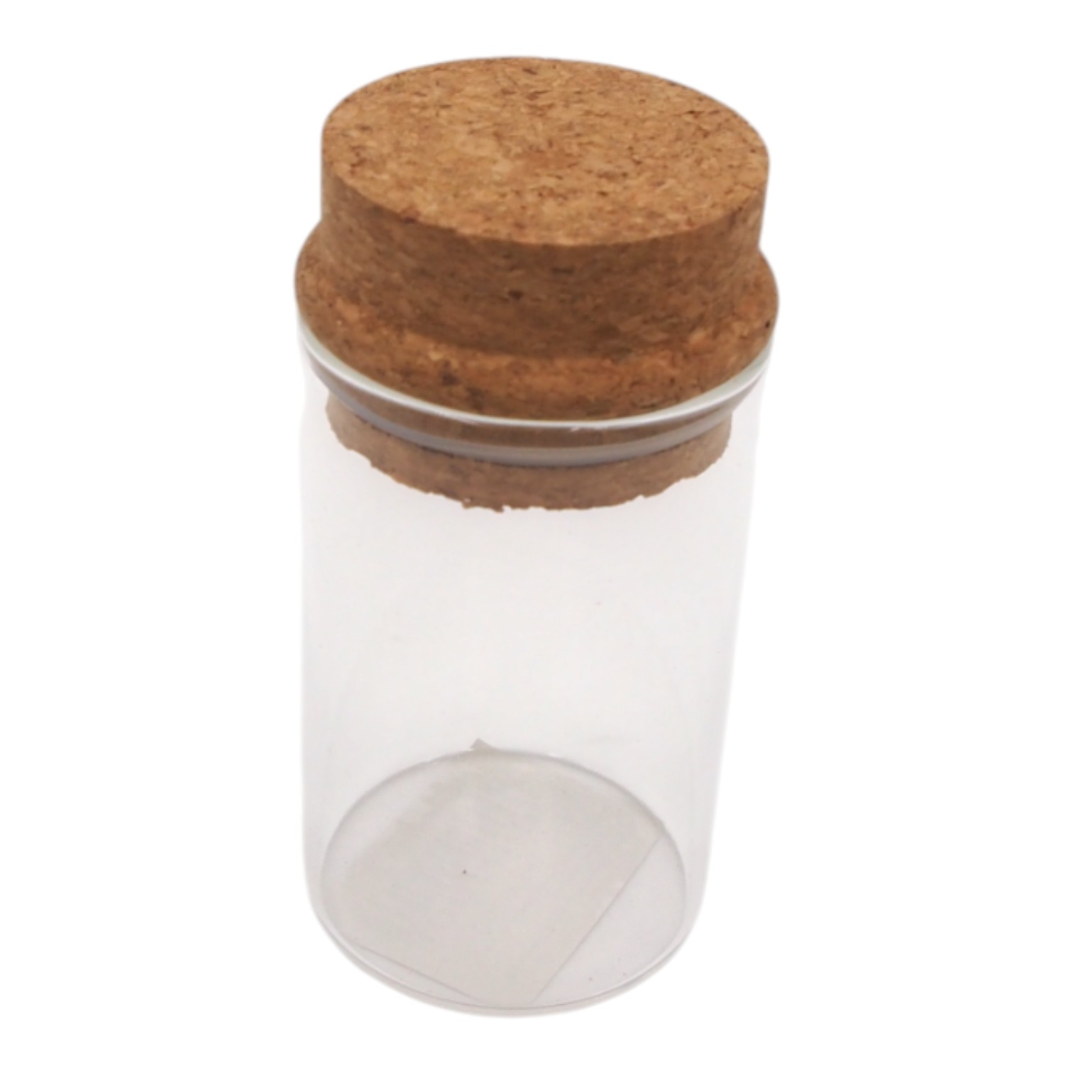 Stiklinis indelis su kamštiniu dangteliu